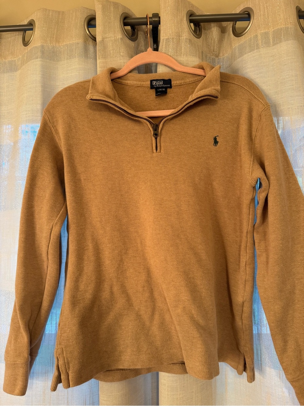 Polo by Ralph Lauren Boys Camel Zip-Up Sweater